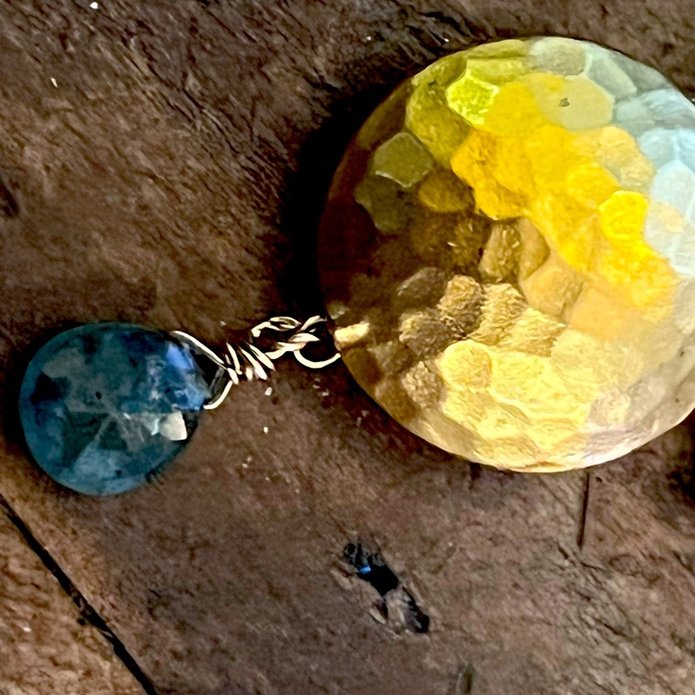 Moss aquamarine necklace with gold vermeil - Picture 5 of 6